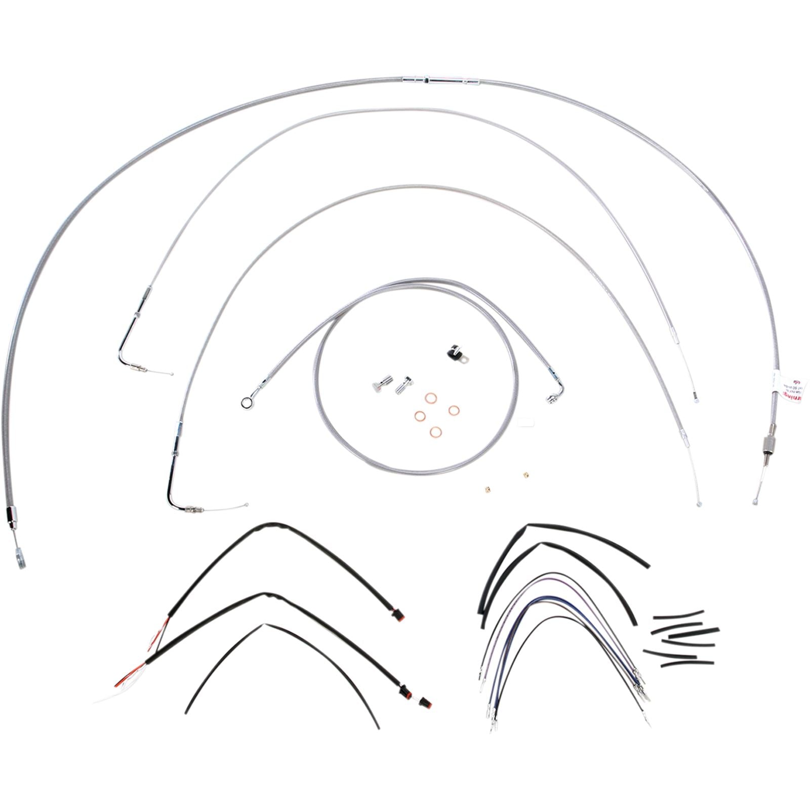 Burly Brand Stainless Braided Cable/Brake Line Kit For 18" Ape Hanger Handlebars B30-1065_357341