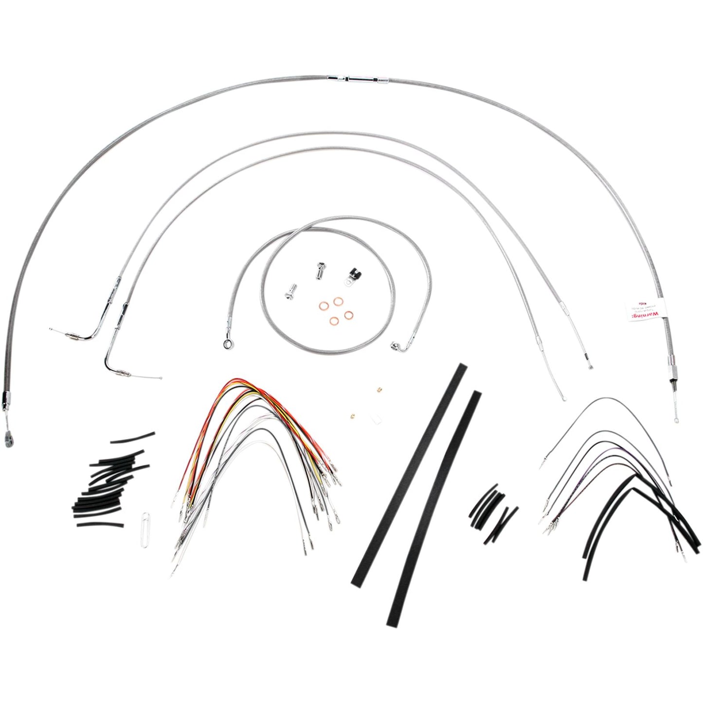 Burly Brand Complete Stainless Braided Handlebar Cable/Brake Line Kit For 16" B30-1054_357331