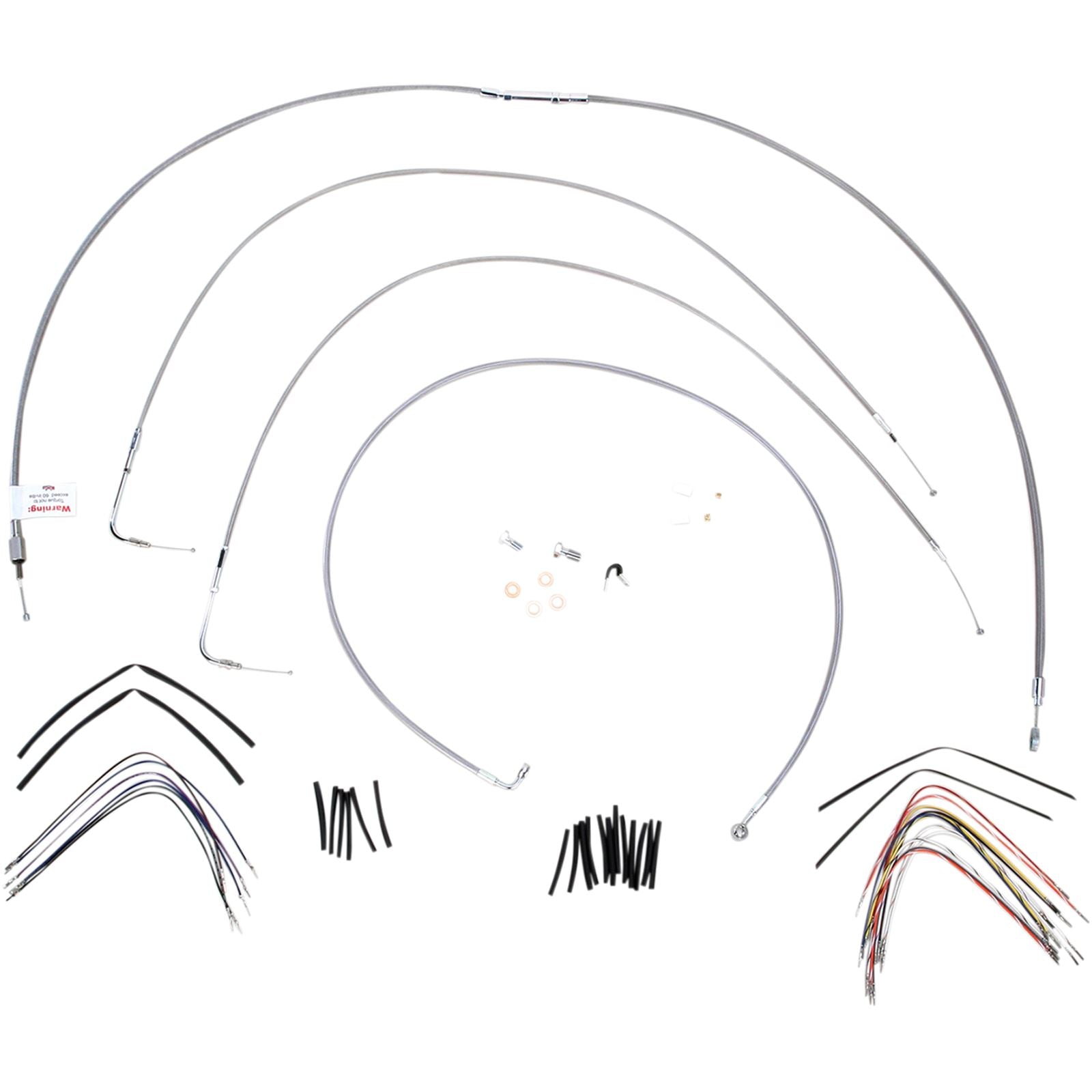 Burly Brand Complete Stainless Braided Handlebar Cable/Brake Line Kit For 16" B30-1053_357330