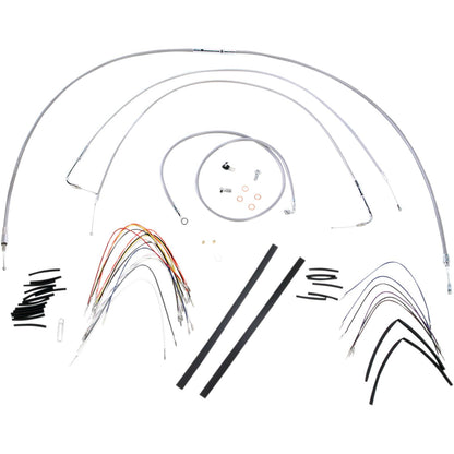 Burly Brand Complete SS Braided Cable/Brake Line Kit for 14" Ape Hanger Handlebars B30-1052_357329