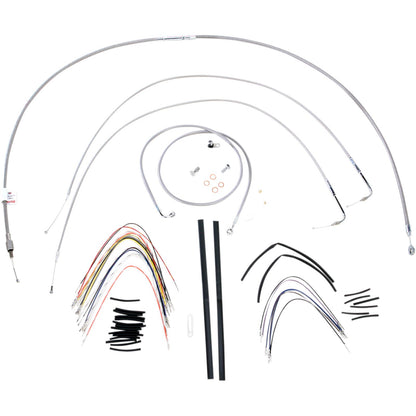 Burly Brand Complete Stainless Braided Handlebar Cable/Brake Line Kit For 16" B30-1056_357333