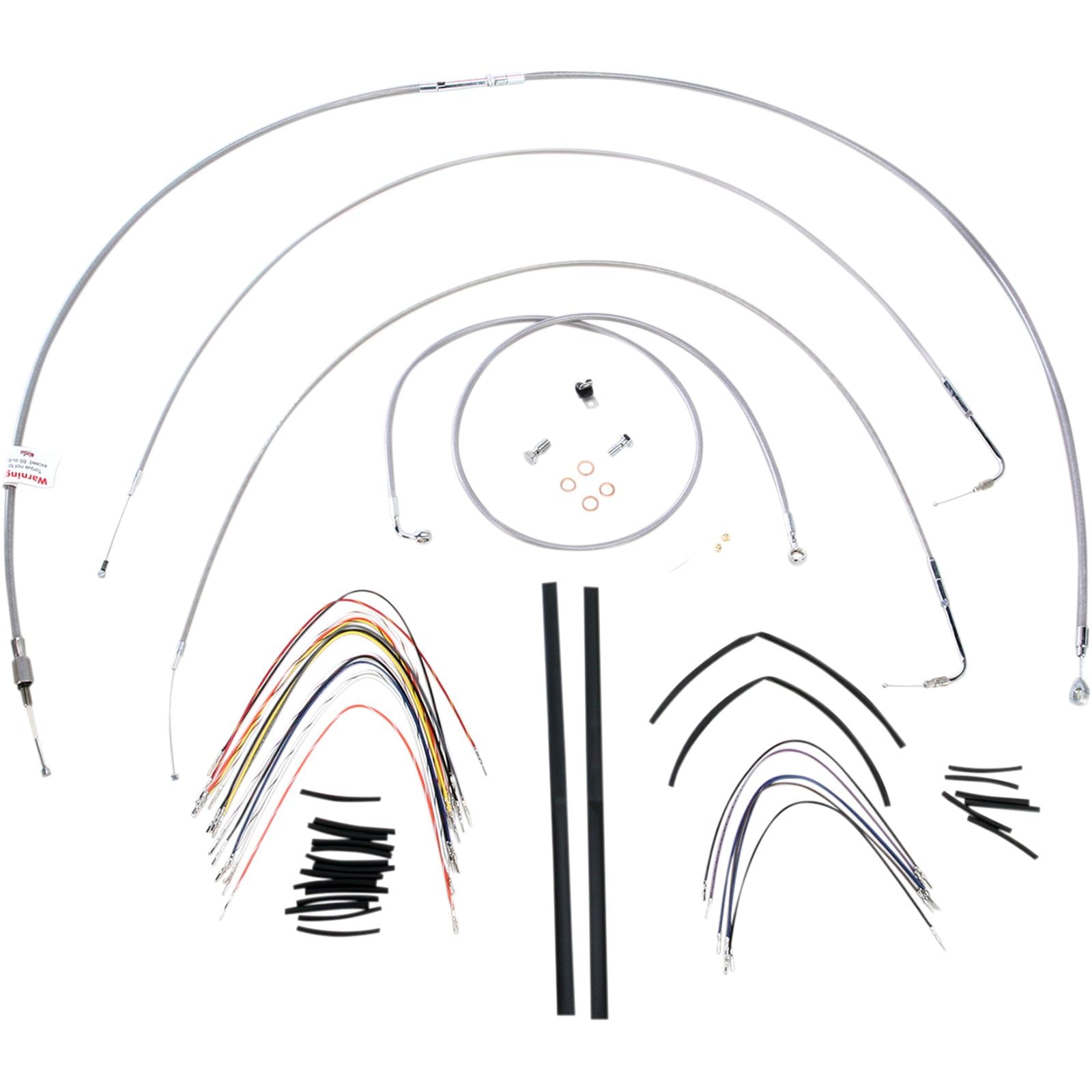 Burly Brand Complete Stainless Cable/Brake Line Kit for 18" Ape Hanger Handlebars B30-1060_357337