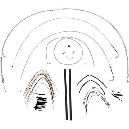 Burly Brand Complete Stainless Cable/Brake Line Kit for 18" Ape Hanger Handlebars B30-1060_357337
