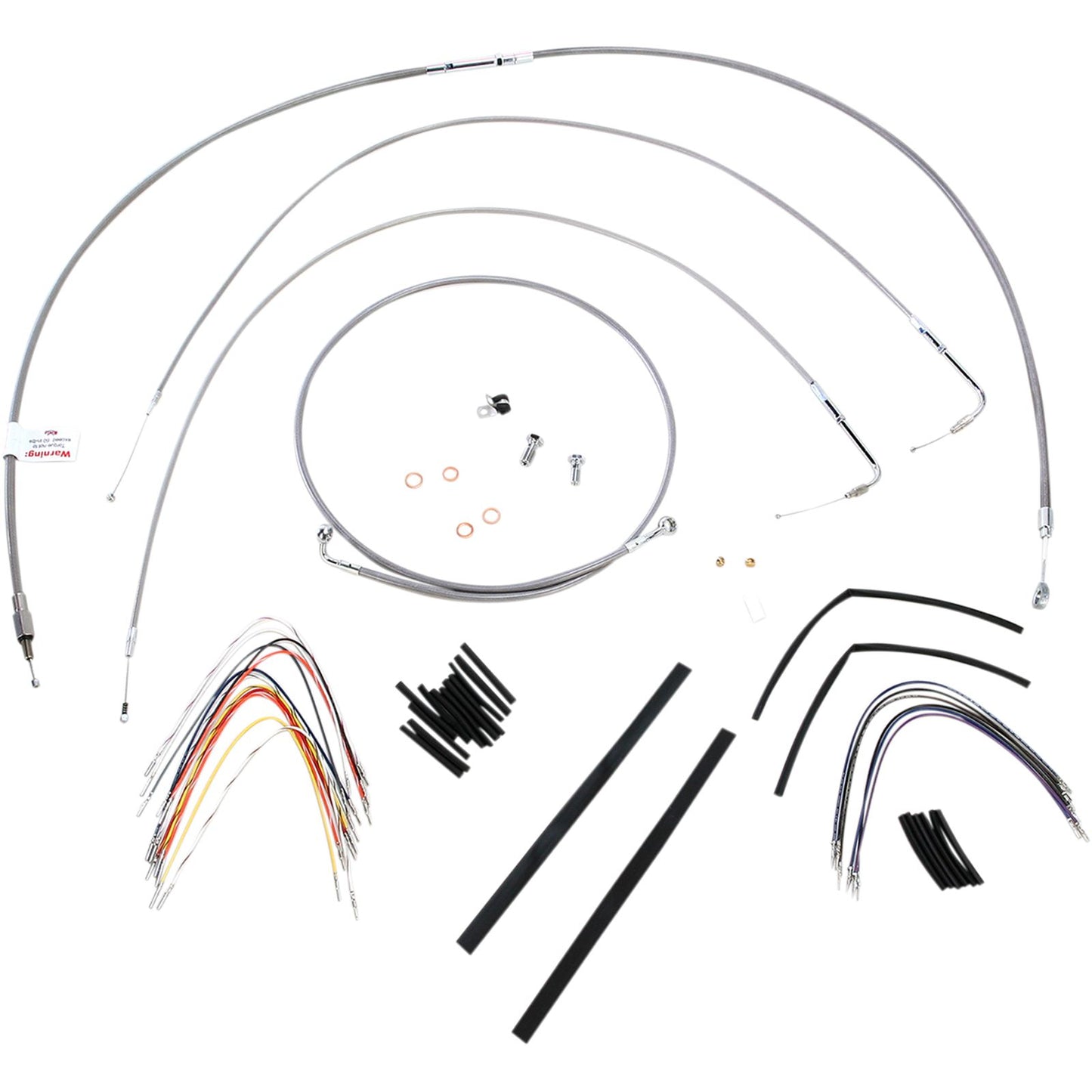 Burly Brand Complete Stainless Braided Handlebar Cable/Brake Line Kit For 14" B30-1051_357328