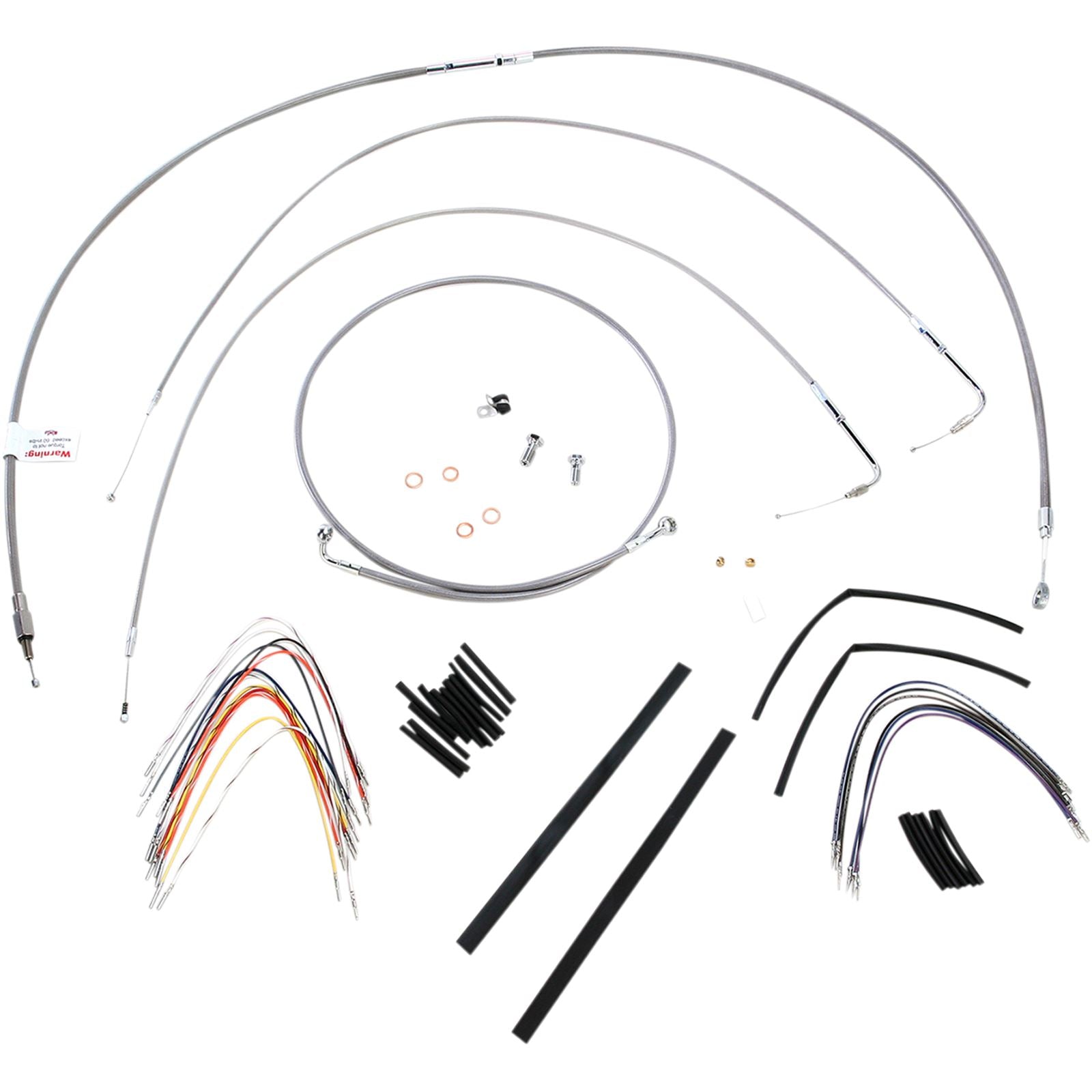 Burly Brand Complete Stainless Braided Handlebar Cable/Brake Line Kit For 14" B30-1051_357328