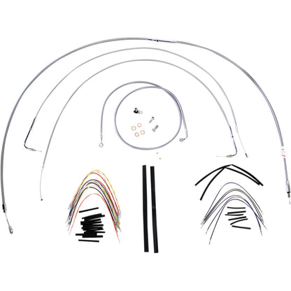 Burly Brand Complete Stainless Cable/Brake Line Kit for 18" Ape Hanger Handlebars B30-1059_357336