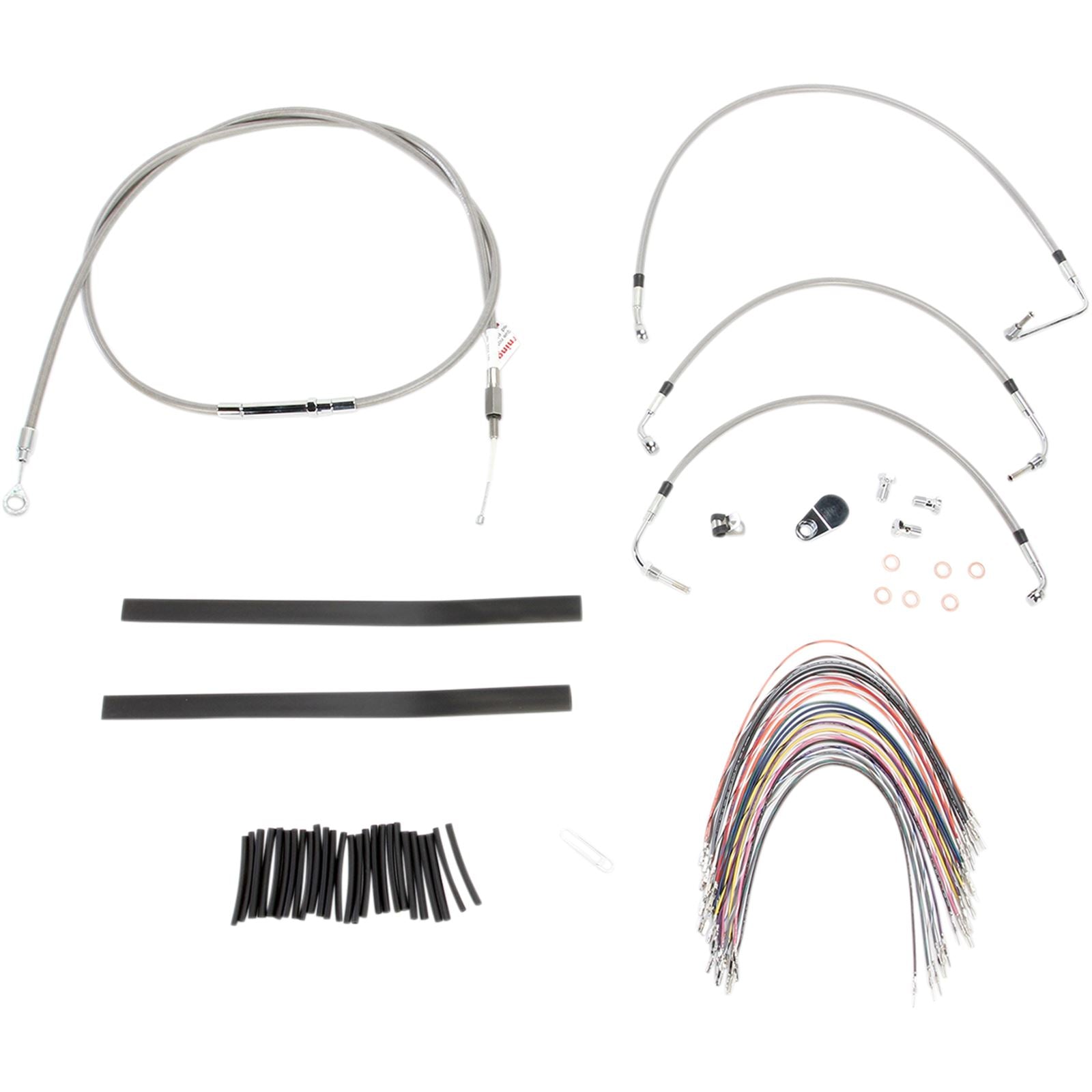 Burly Brand Complete Stainless Braided Handlebar Cable/Brake Line Kit For 13" B30-1103_357375