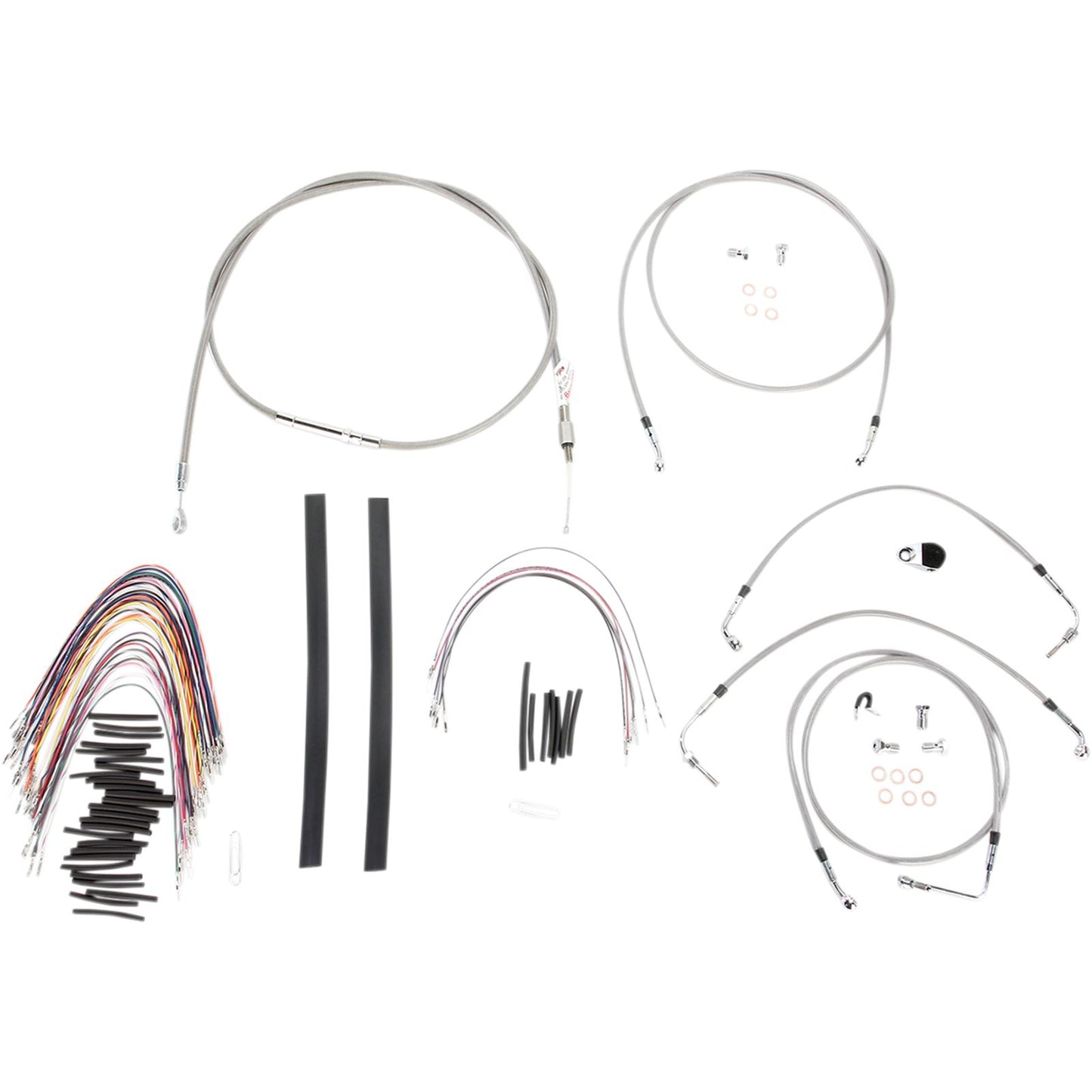 Burly Brand Complete Stainless Braided Handlebar Cable/Brake Line Kit For 15"  B30-1104_357377