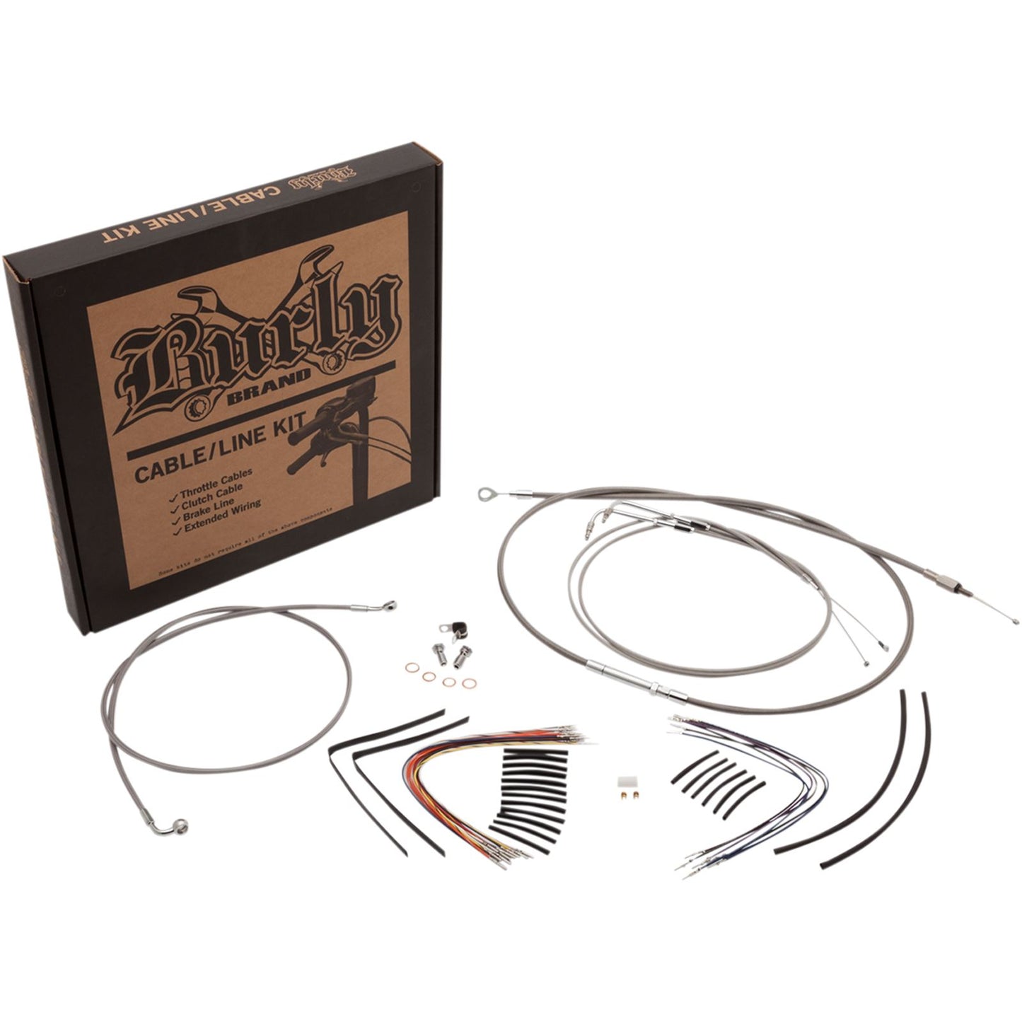 Burly Brand Stainless Braided Handlebar Cable/Brake Line Kit - 14" Ape Hanger B30-1127_357395