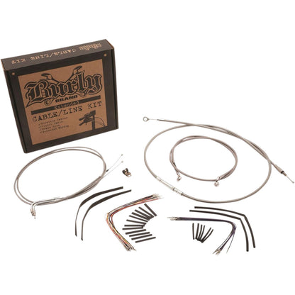 Burly Brand Complete Stainless Braided Handlebar Cable/Brake Line Kit For 16" B30-1128_357393