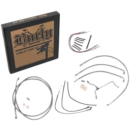 Burly Brand Complete SS Braided Cable/Brake Line Kit for 14" Ape Hanger Handlebars B30-1152_123517