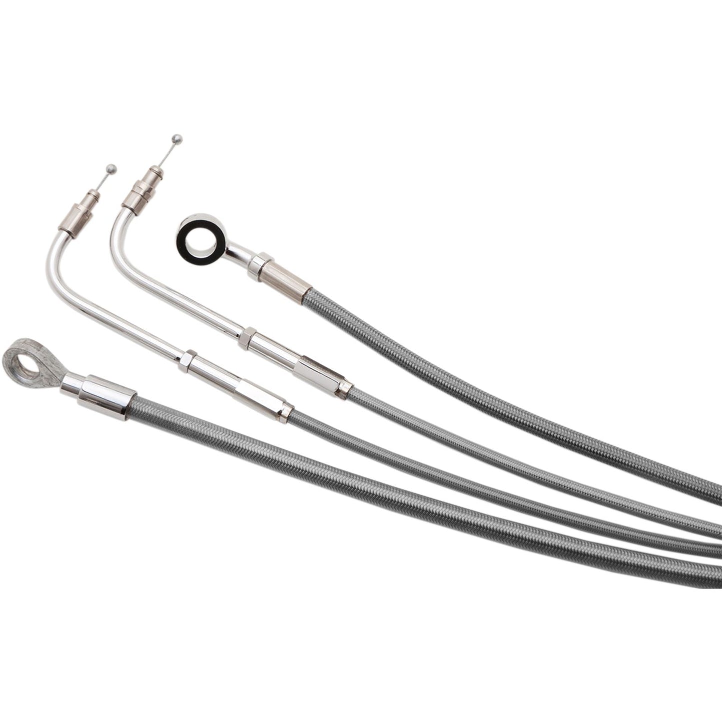 Burly Brand Complete SS Braided Cable/Brake Line Kit for 14" Ape Hanger Handlebars B30-1155_357419