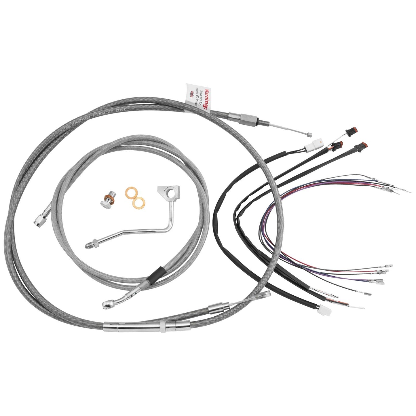 Burly Brand Complete Stainless Cable/Brake Line Kit for 14" Ape Hanger Handlebars B30-1158_123519