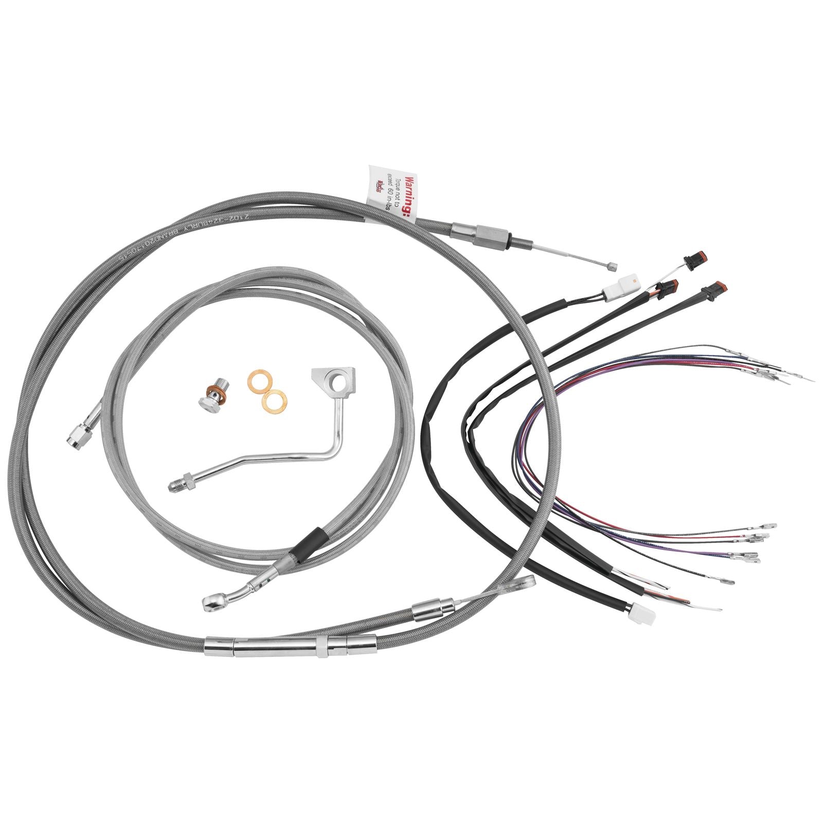 Burly Brand Complete Stainless Cable/Brake Line Kit for 14" Ape Hanger Handlebars B30-1158_123519