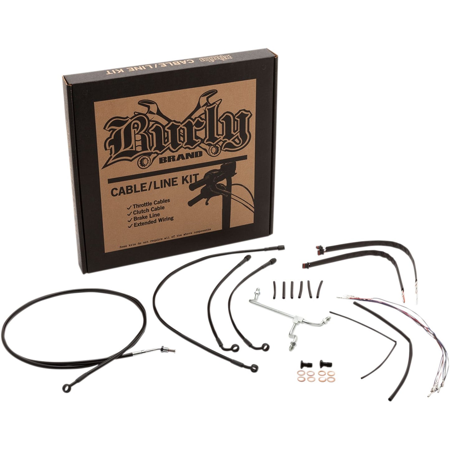 Burly Brand Complete Black Vinyl Cable/Brake Line Kit for 16" Ape Hanger Handlebars B30-1183_357462