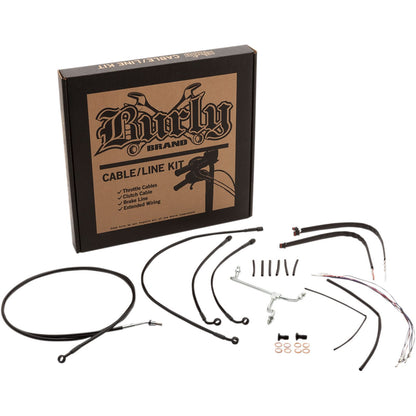 Burly Brand Complete Black Vinyl Cable/Brake Line Kit for 16" Ape Hanger Handlebars B30-1183_357462