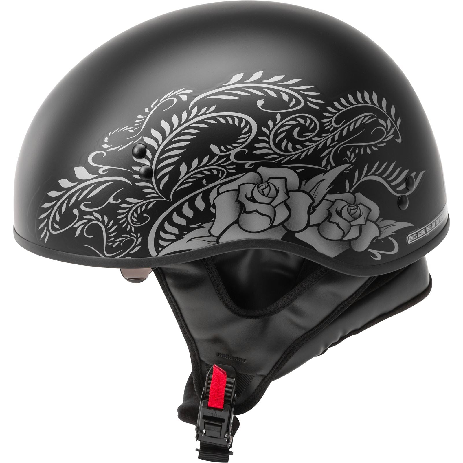 GMax HH-65 Half-Helmet Rose Naked - Matte Black/Silver - Large H1657076_606562