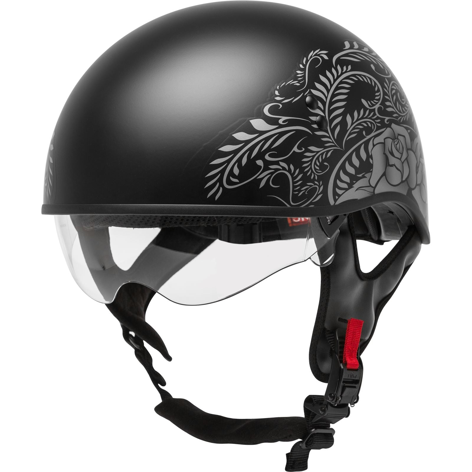 GMax HH-65 Half-Helmet Rose Naked - Matte Black/Silver - Large H1657076_606564