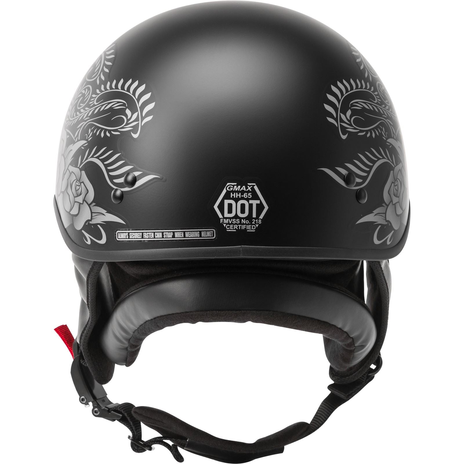 GMax HH-65 Half-Helmet Rose Naked - Matte Black/Silver - X-Large H1657077_606581