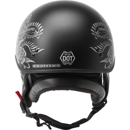 GMax HH-65 Half-Helmet Rose Naked - Matte Black/Silver - X-Large H1657077_606581