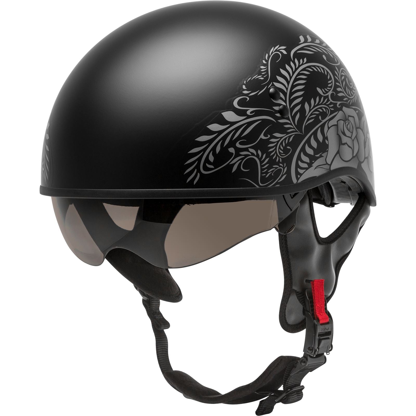 GMax HH-65 Half-Helmet Rose Naked - Matte Black/Silver - X-Small H1657073_606584