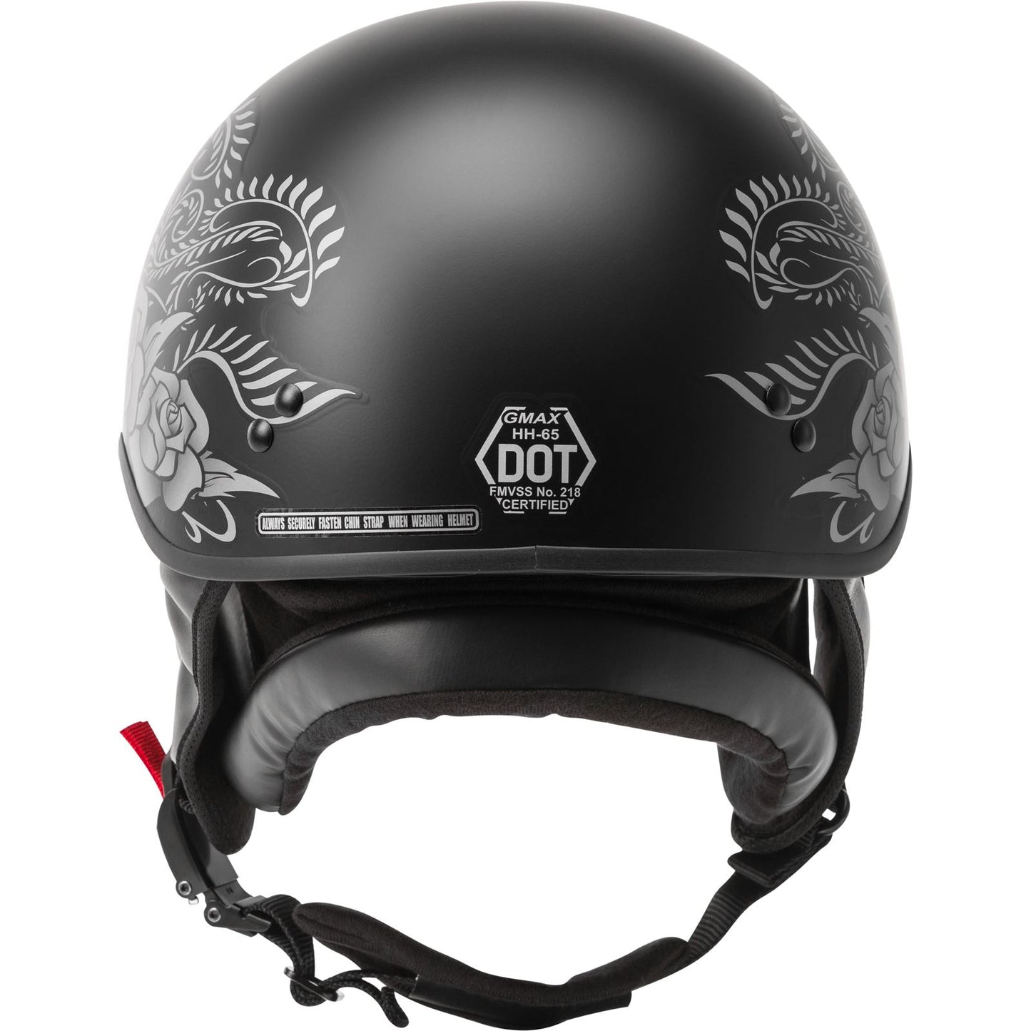 GMax HH-65 Half-Helmet Rose Naked - Matte Black/Silver - X-Small H1657073_606587