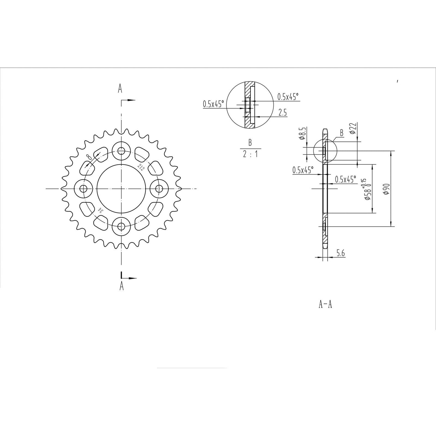 BikeMaster Rear Sprocket 420 - 34-Tooth 220 212 34_129869