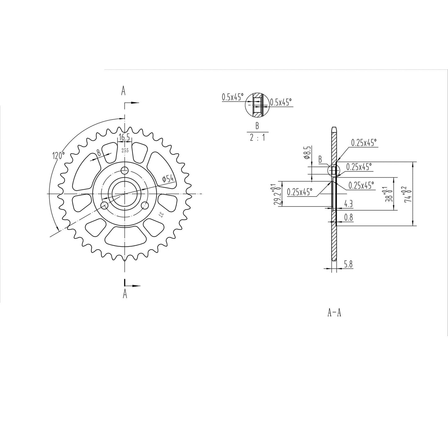 BikeMaster Rear Sprocket 420 - 37-Tooth 220 255 37_129879