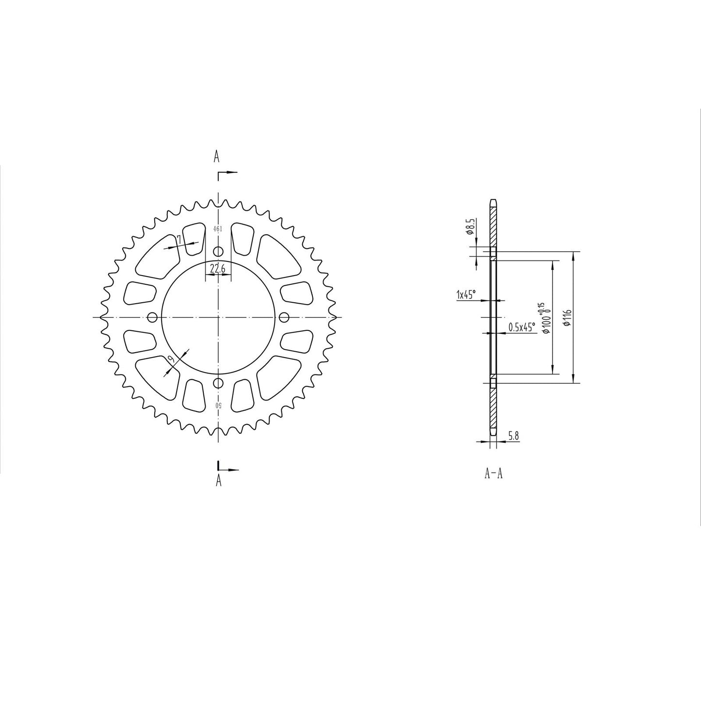 BikeMaster Rear Sprocket 420 - 50-Tooth 220 461 50_129892