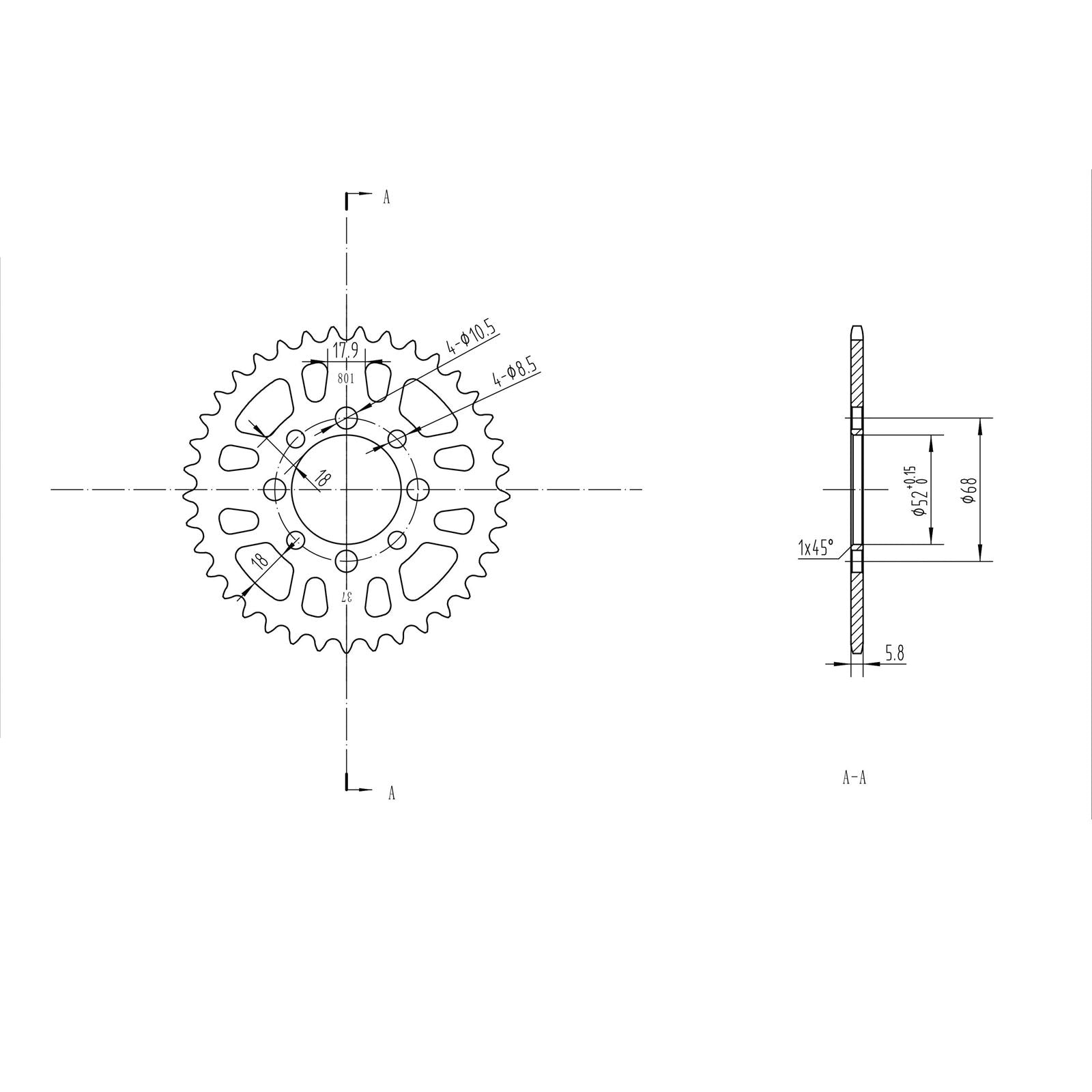 BikeMaster Rear Sprocket 420 - 37-Tooth 220 801 37_129901