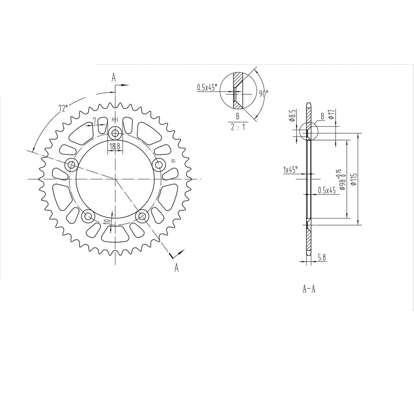BikeMaster Rear Sprocket 420 - 46-Tooth 220 894 46_129910
