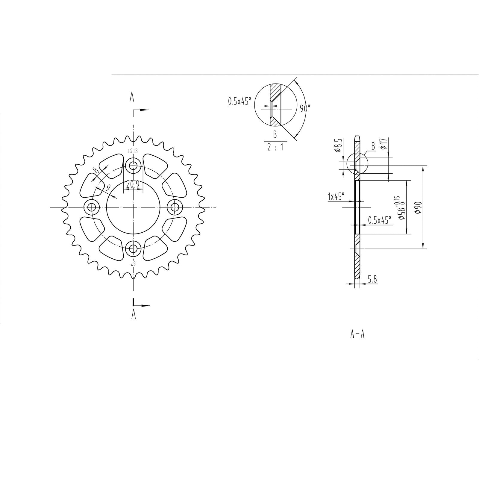 BikeMaster Rear Sprocket 420 - 37-Tooth 221 213 37_129915