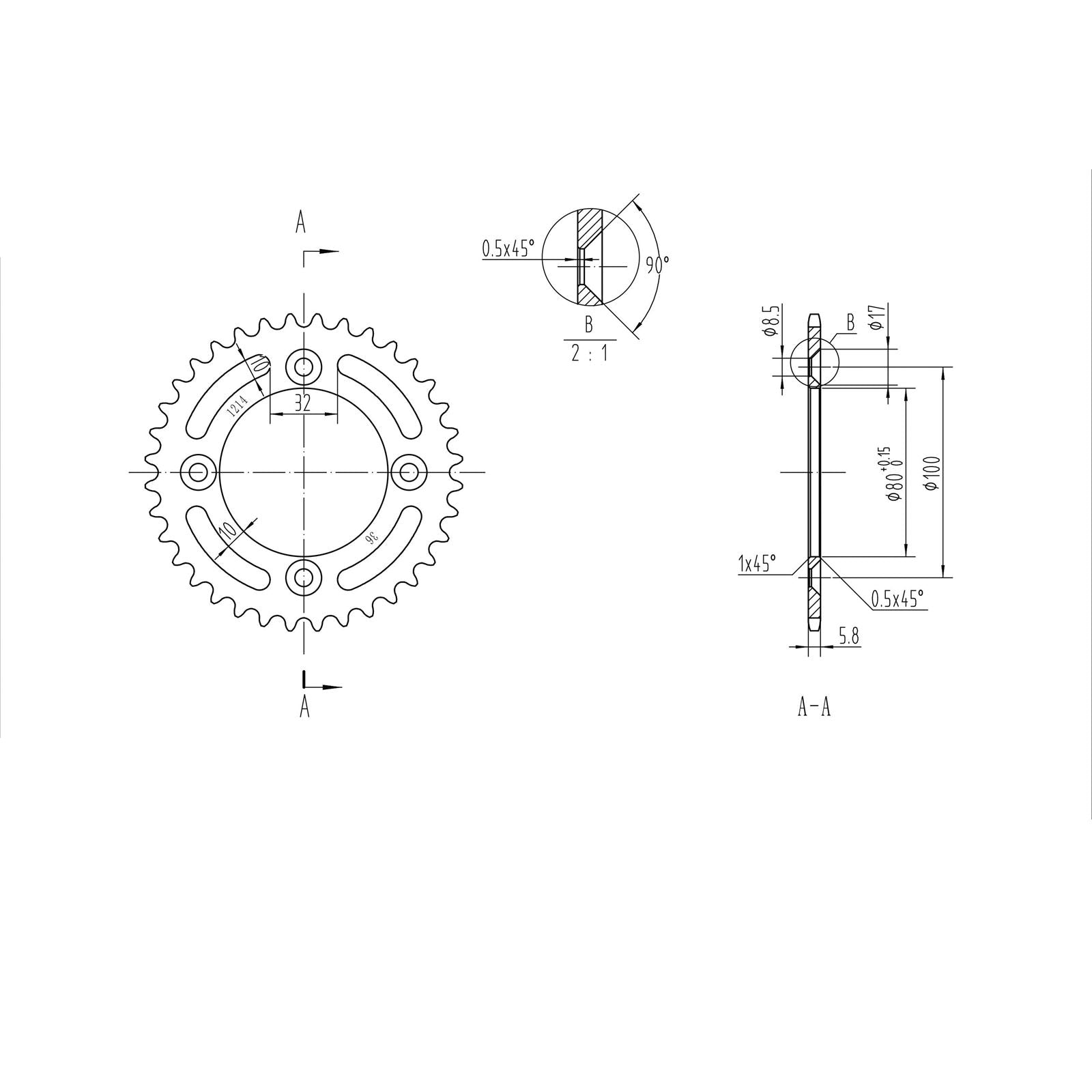 BikeMaster Rear Sprocket 420 - 36-Tooth 221 214 36_129917