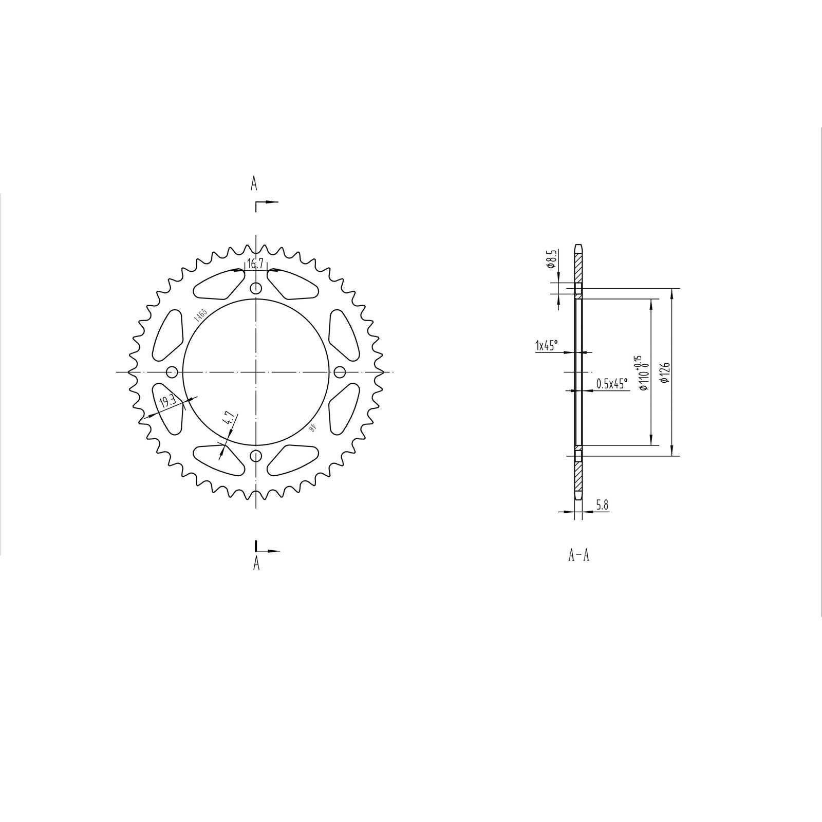BikeMaster Rear Sprocket 420 - 46-Tooth 221 465 46_129922