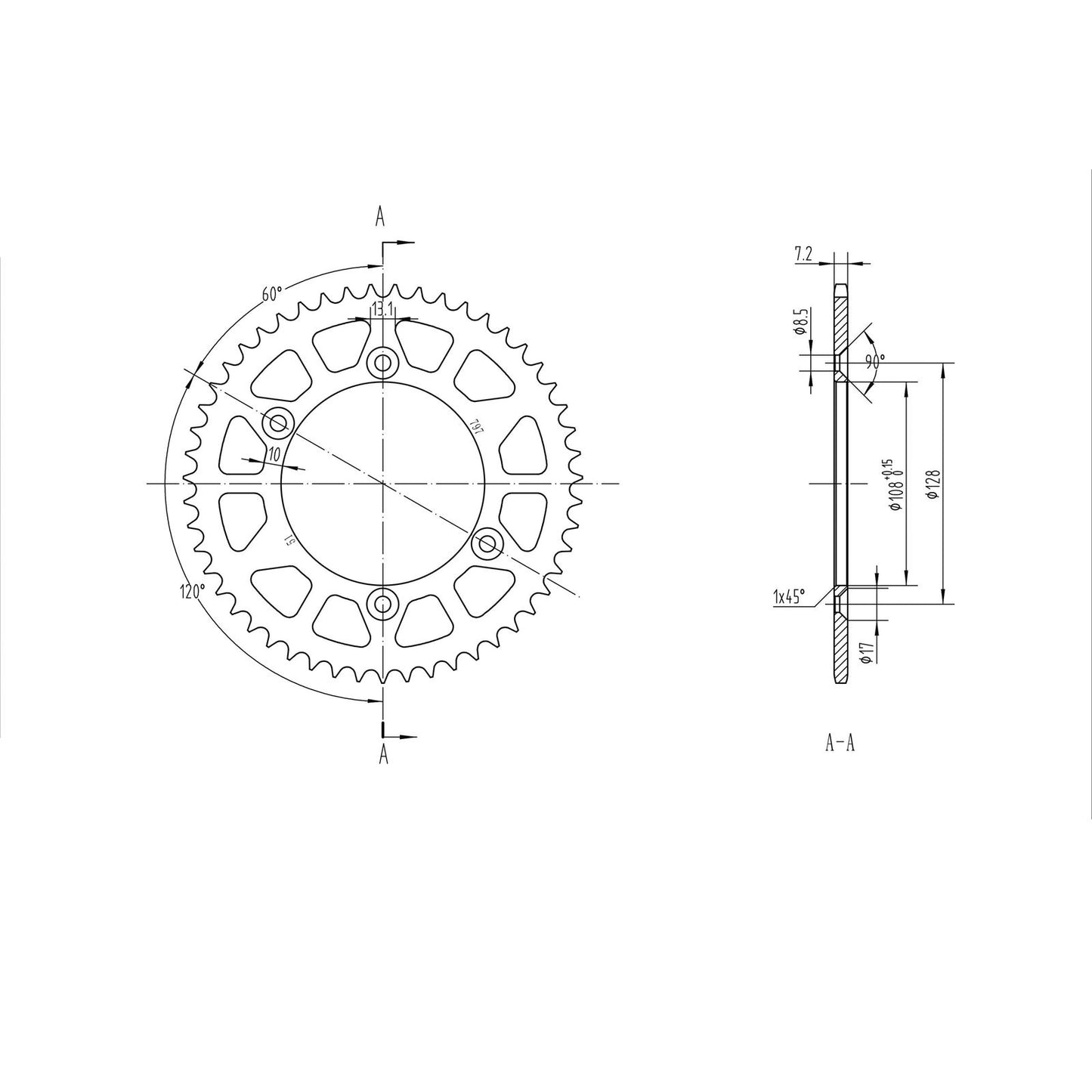 BikeMaster Rear Sprocket 428 - 51-Tooth 230 797 51_129943