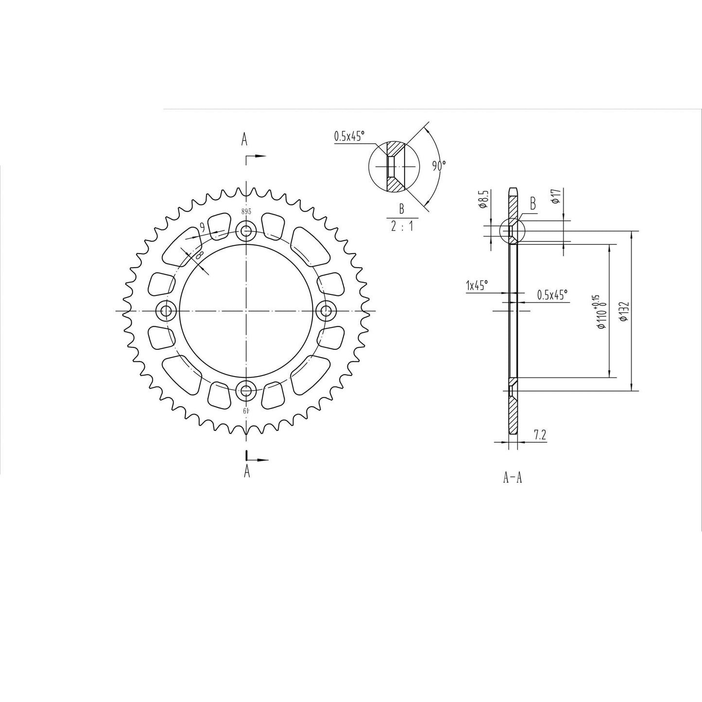 BikeMaster Rear Sprocket 428 - 49-Tooth 230 895 49_129969