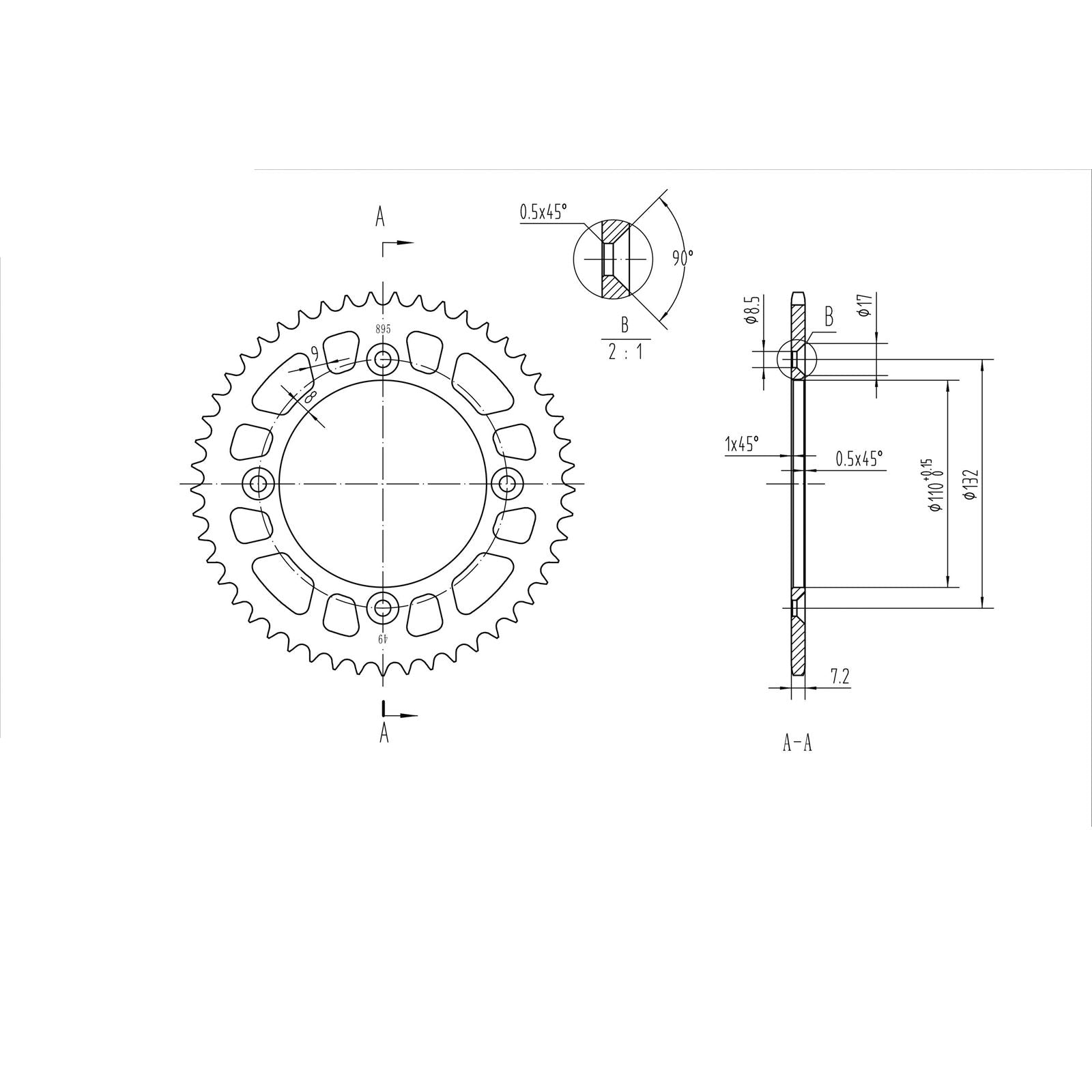 BikeMaster Rear Sprocket 428 - 49-Tooth 230 895 49_129969