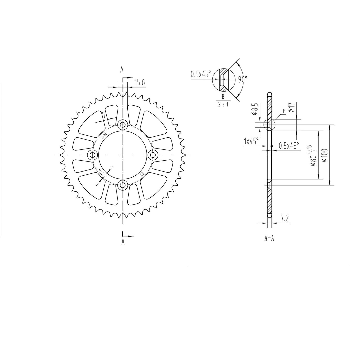 BikeMaster Rear Sprocket 428 - 50-Tooth 231 204 50_129976