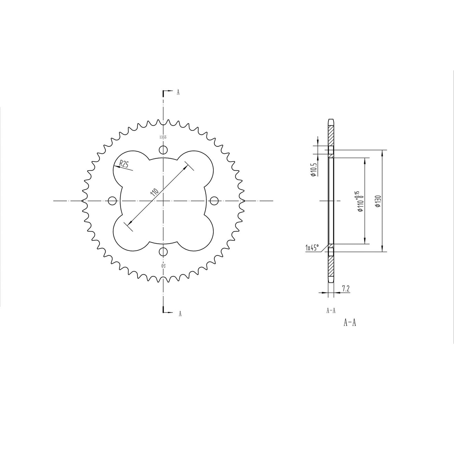 BikeMaster Rear Sprocket 428 - 50-Tooth 231 355 50_129977