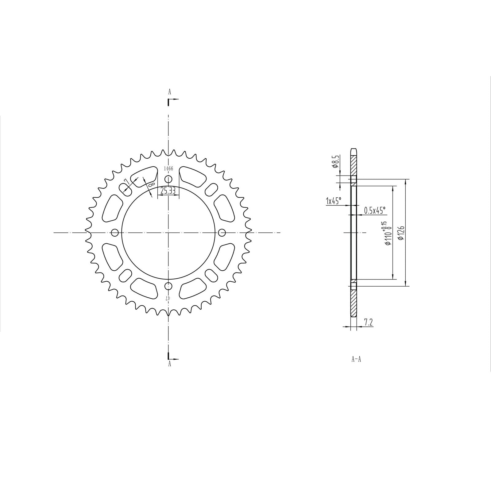 BikeMaster Rear Sprocket 428 - 47-Tooth 231 466 47_129979