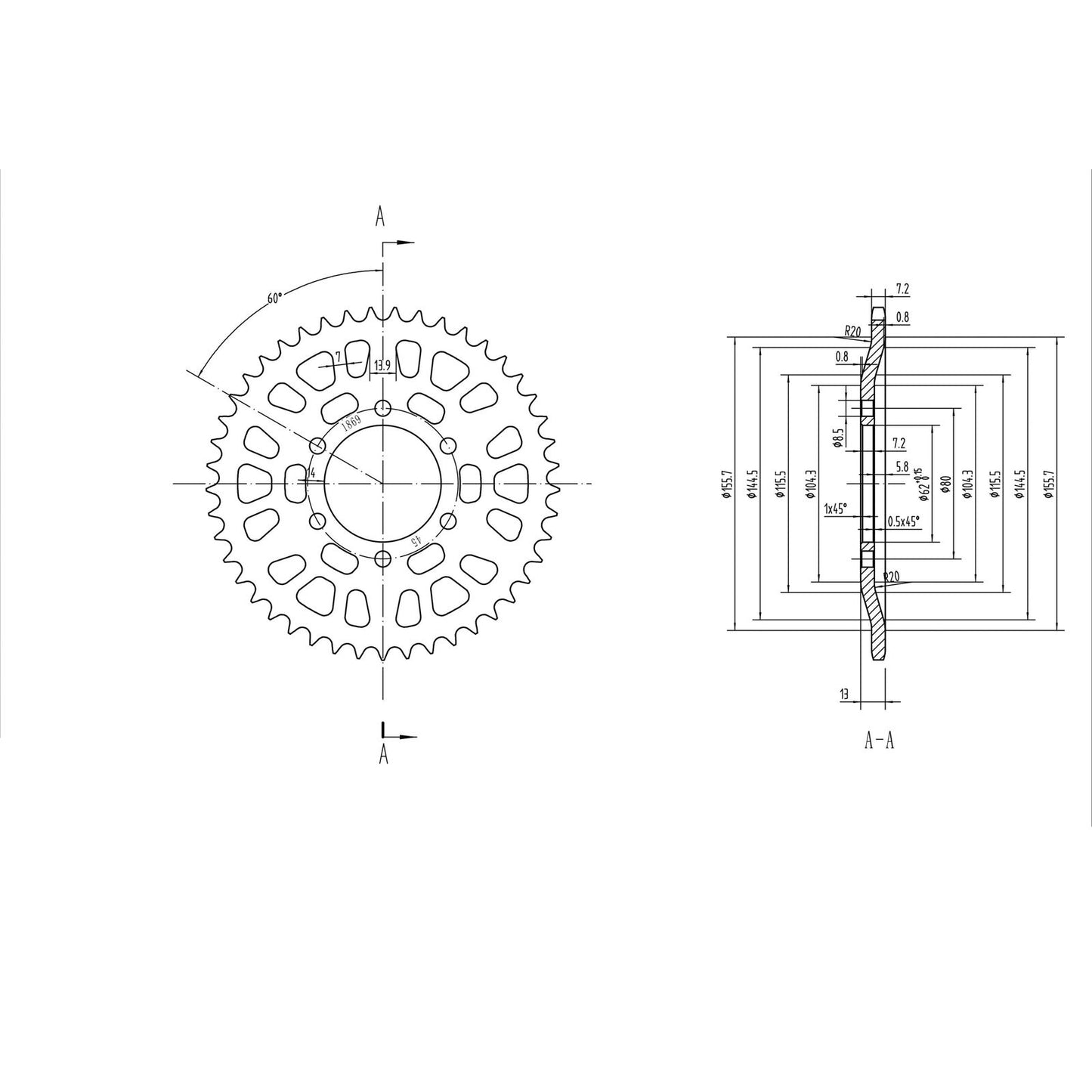BikeMaster Rear Sprocket 428 - 45-Tooth 231 869 45_129998