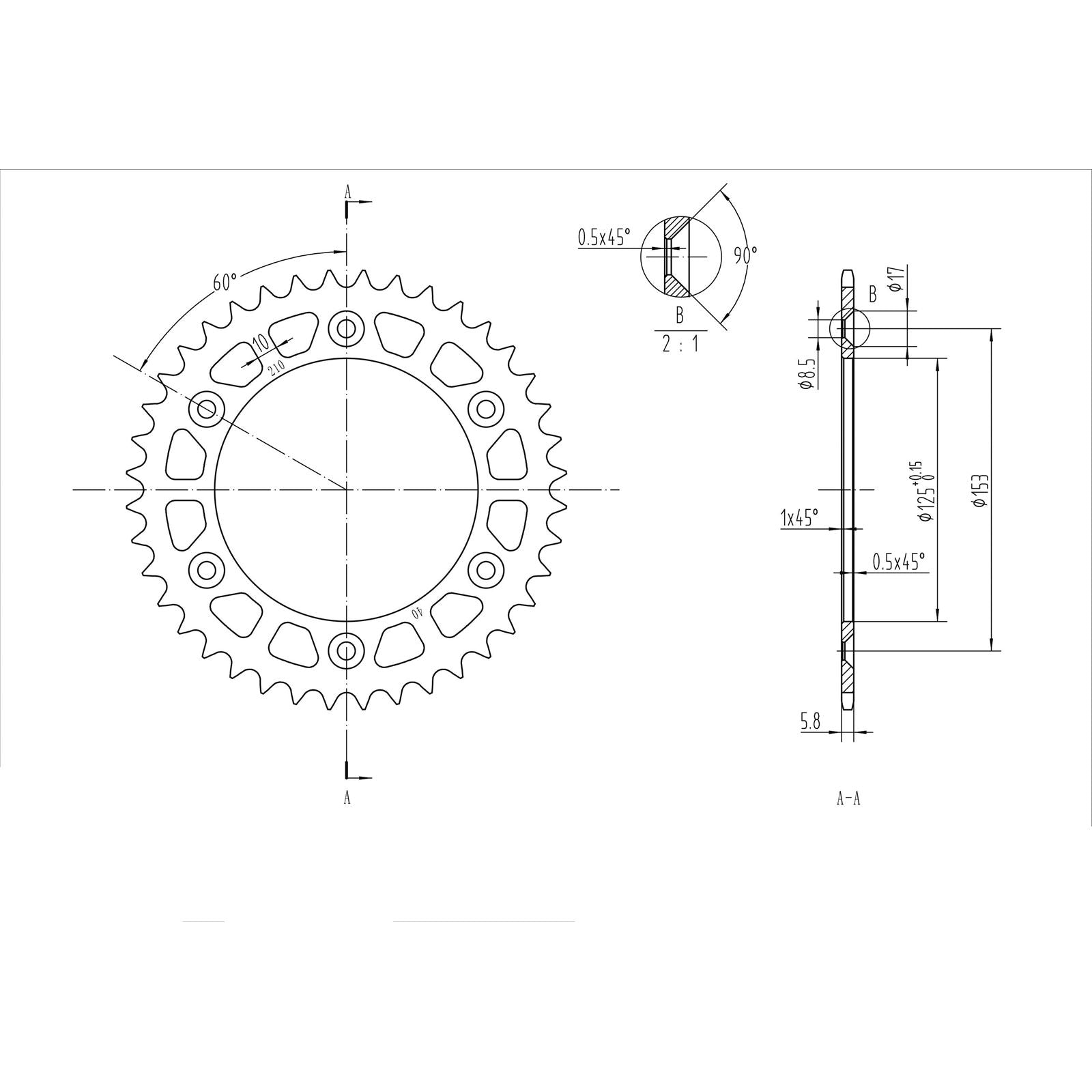 BikeMaster Rear Sprocket 520 - 40-Tooth 240 210 40_130005