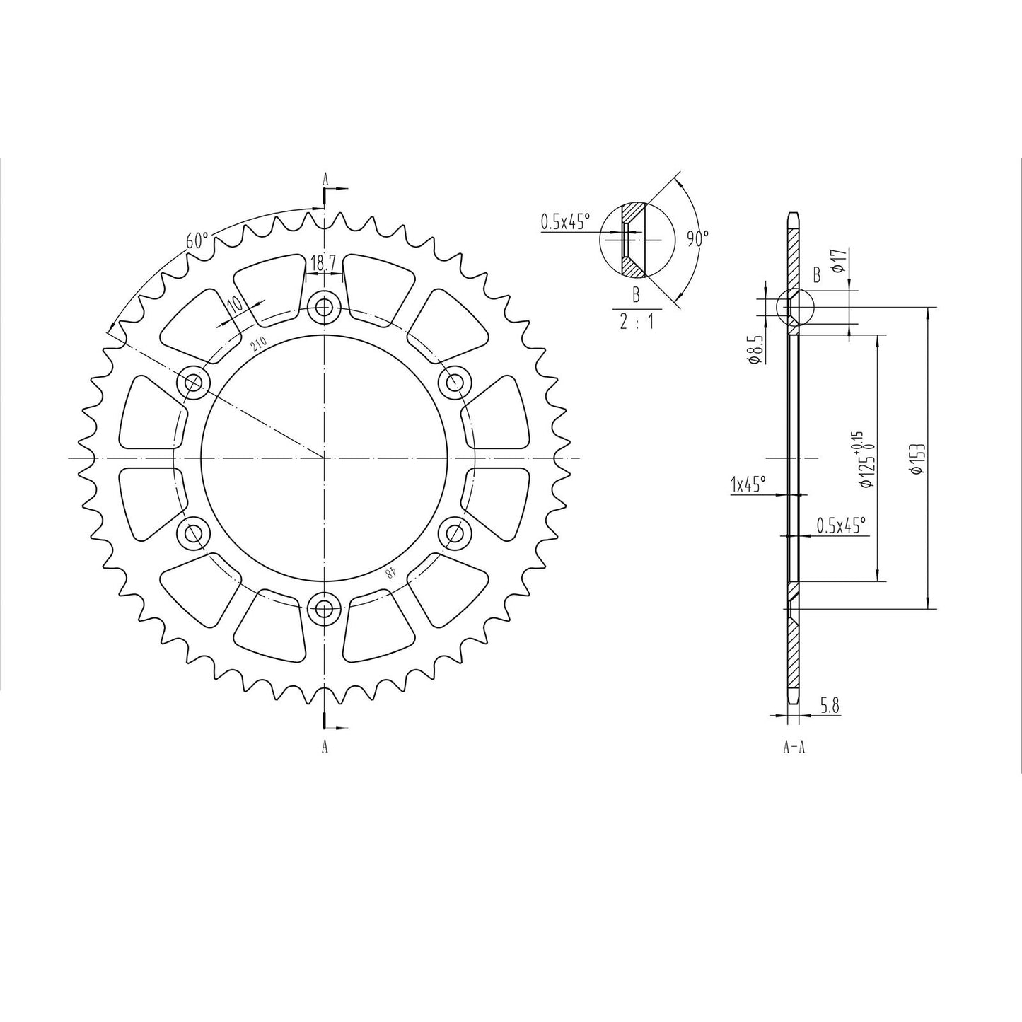 BikeMaster Rear Sprocket 520 - 48-Tooth 240 210 48_130010