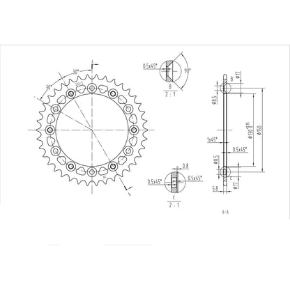BikeMaster Rear Sprocket 520 - 38-Tooth 240 245/2 38_130019