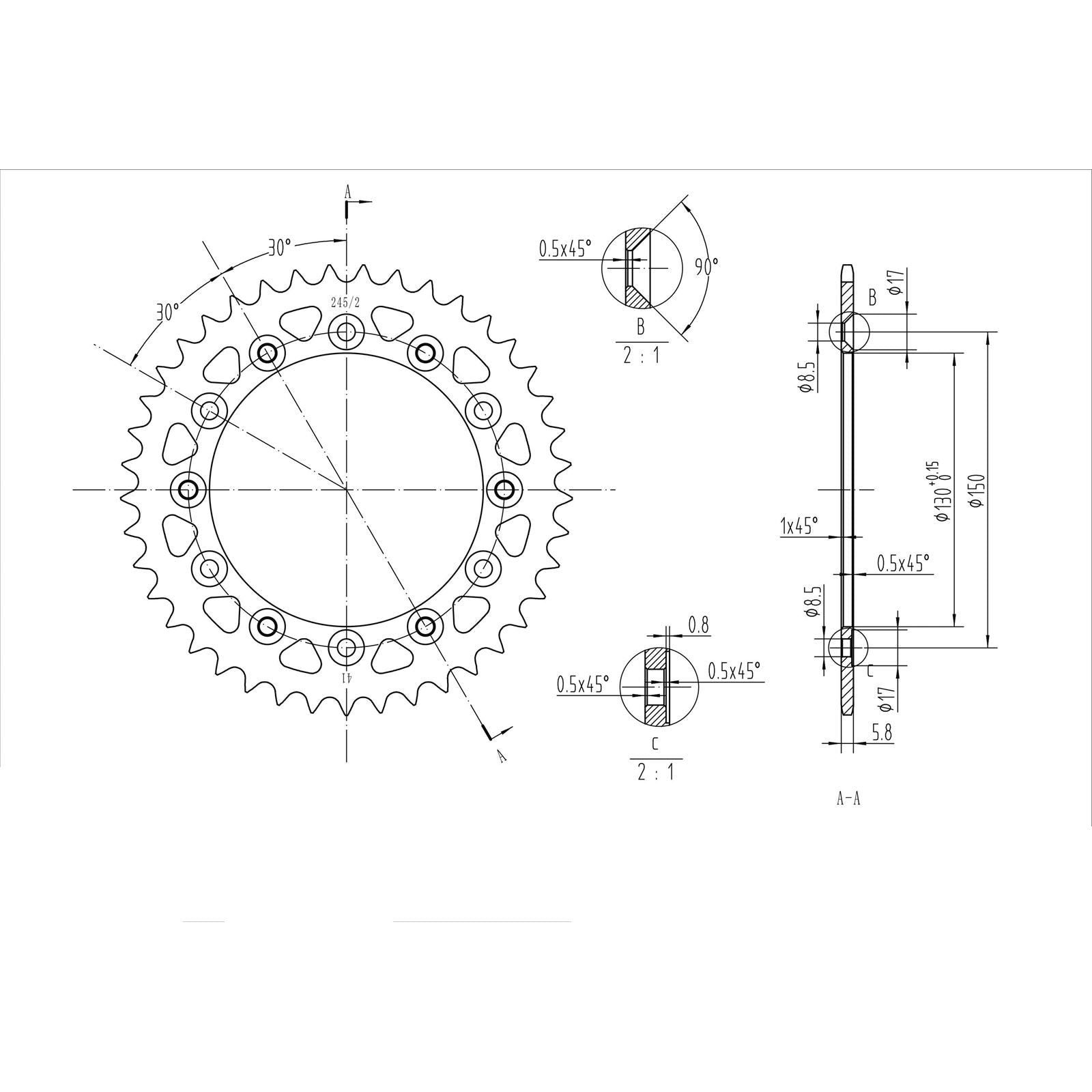 BikeMaster Rear Sprocket 520 - 41-Tooth 240 245/2 41_130021