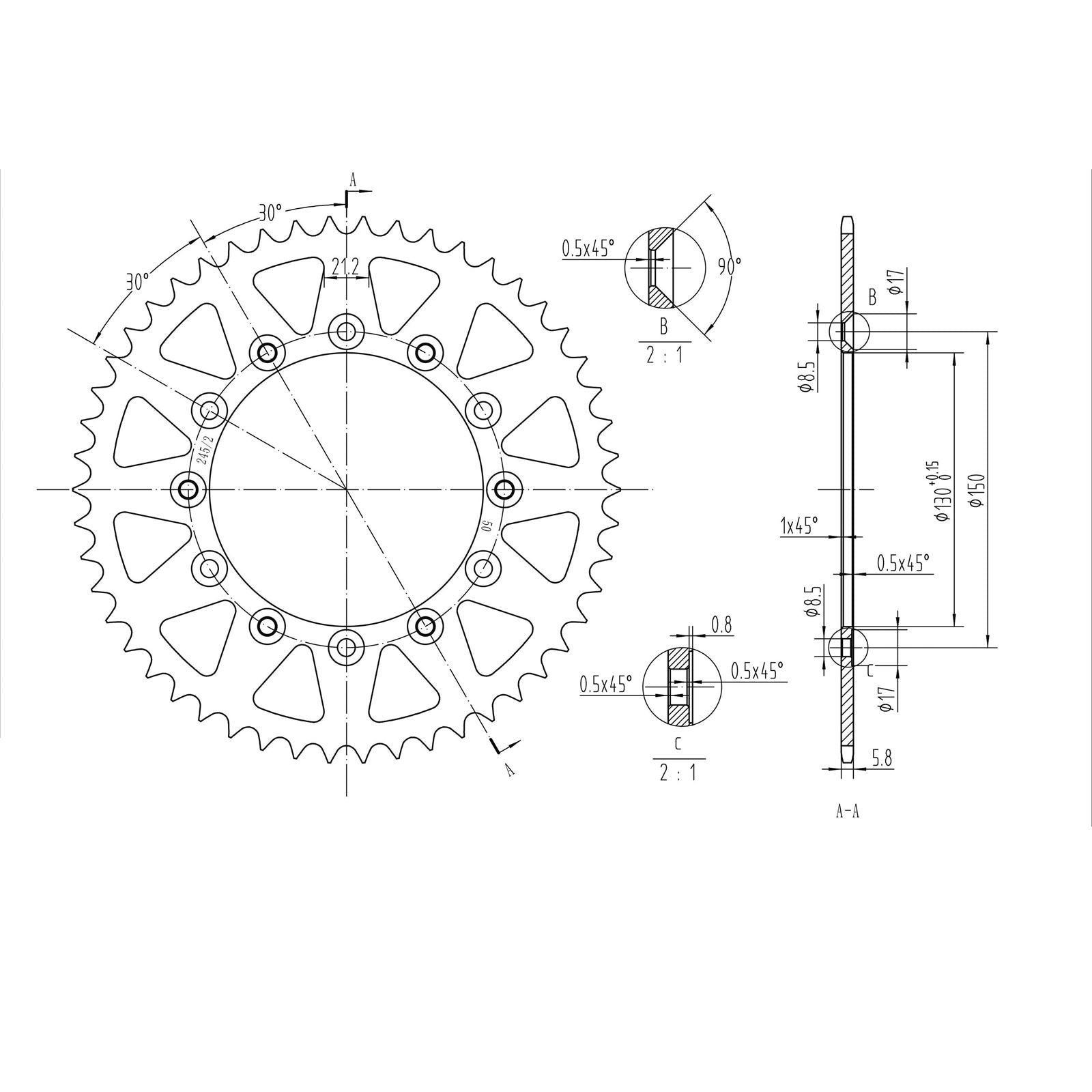 BikeMaster Rear Sprocket 520 - 50-Tooth 240 245/2 50_130031