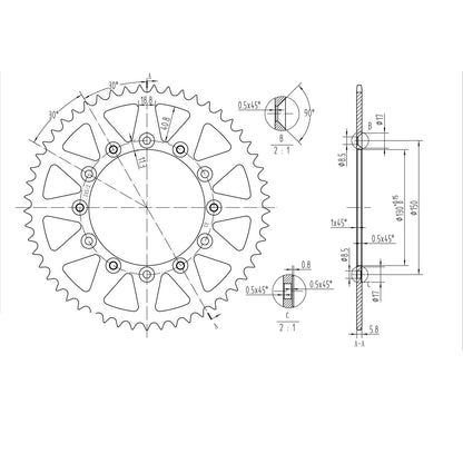 BikeMaster Rear Sprocket 520 - 53-Tooth 240 245/2 53_130034