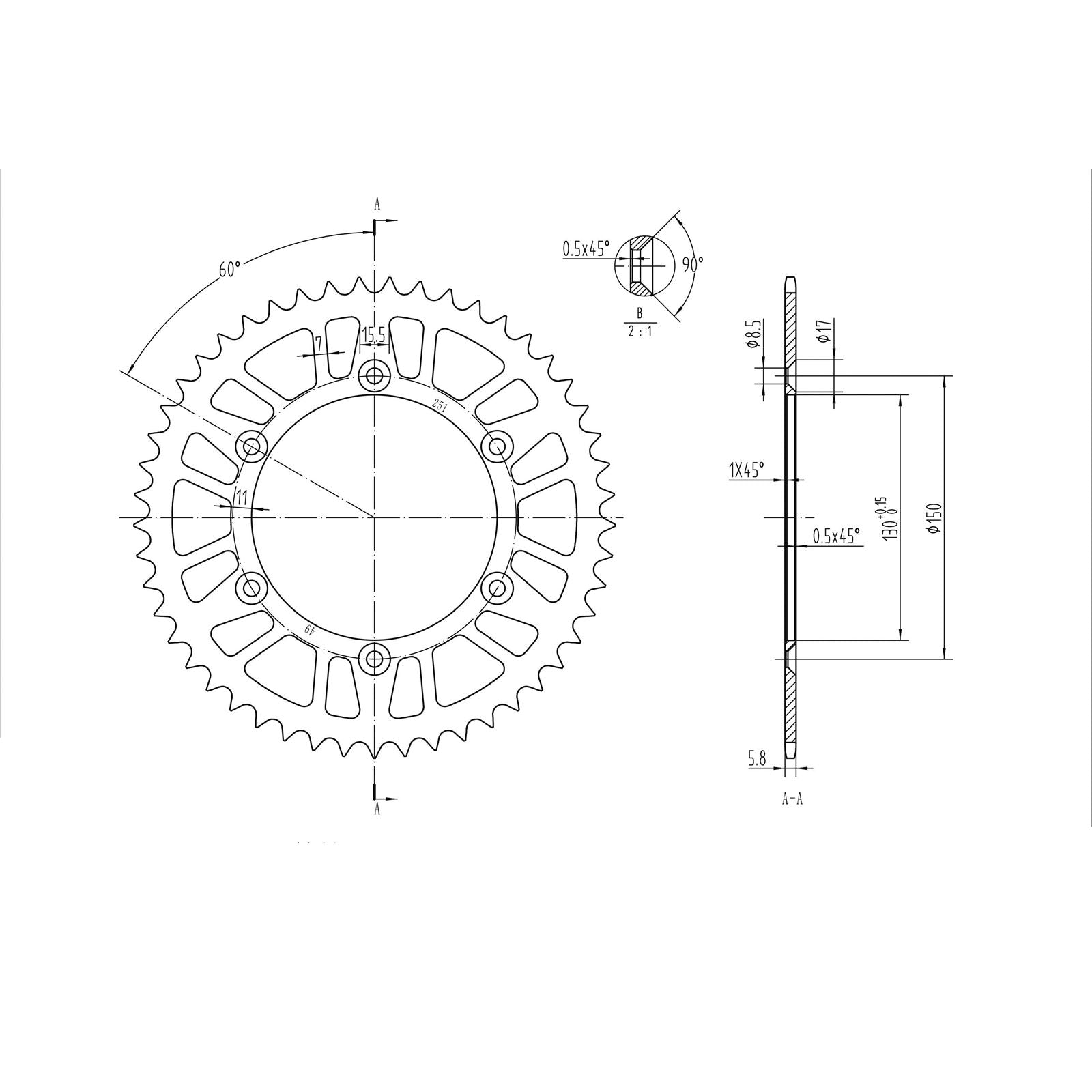 BikeMaster Rear Sprocket 520 - 49-Tooth 240 251 49_130039