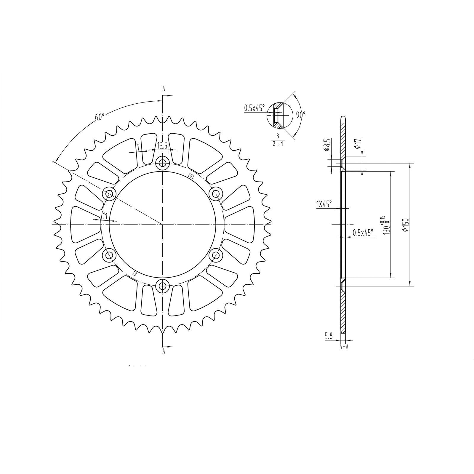 BikeMaster Rear Sprocket 520 - 51-Tooth 240 251 51_130042