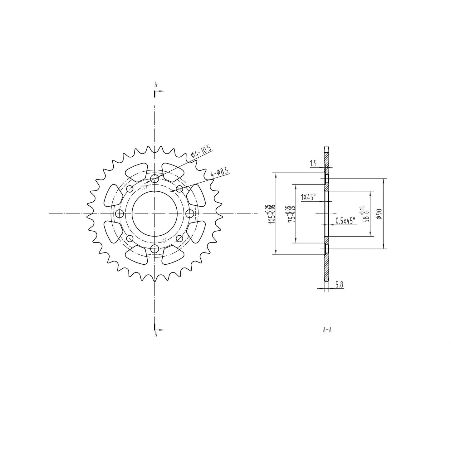 BikeMaster Rear Sprocket 520 - 33-Tooth 240 279 33_130052